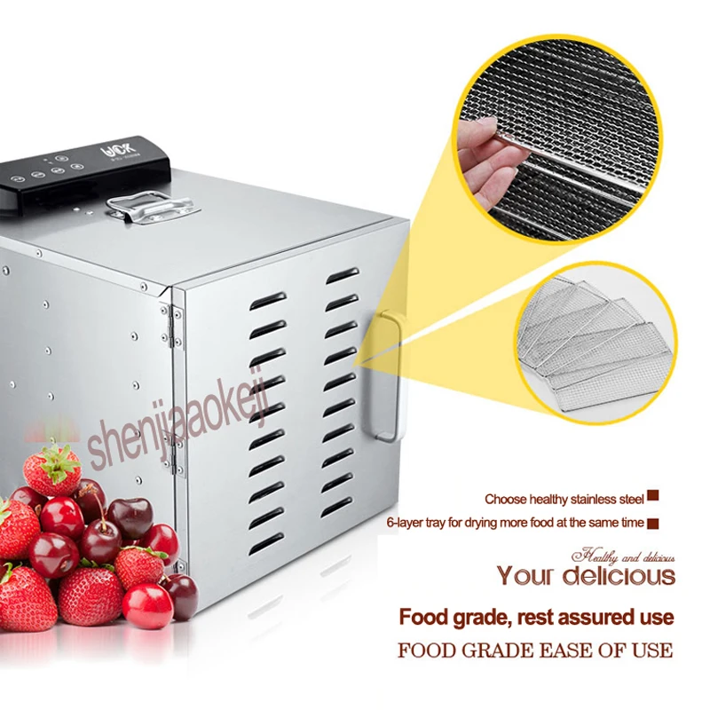 Nuovo LT-01 essiccatore per frutta essiccatore per alimenti in acciaio inossidabile a 6 strati casa elettrico frutta verdura carne erbe essiccatore per alimenti 220V