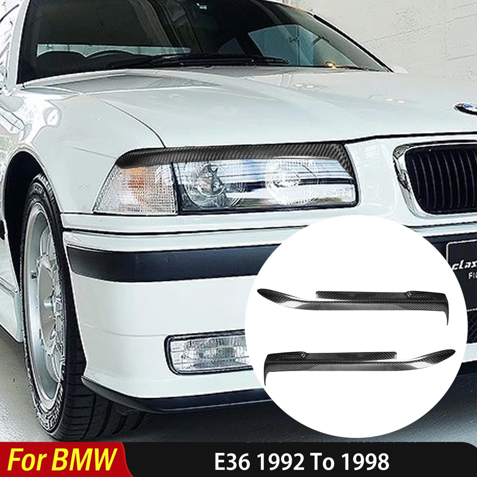 

Для BMW E36 1992 1993 1994 1995 1996 1997 1998 автомобильные передние фары, наклейки для бровей и век, тюнинг, автоаксессуары, комплект кузова