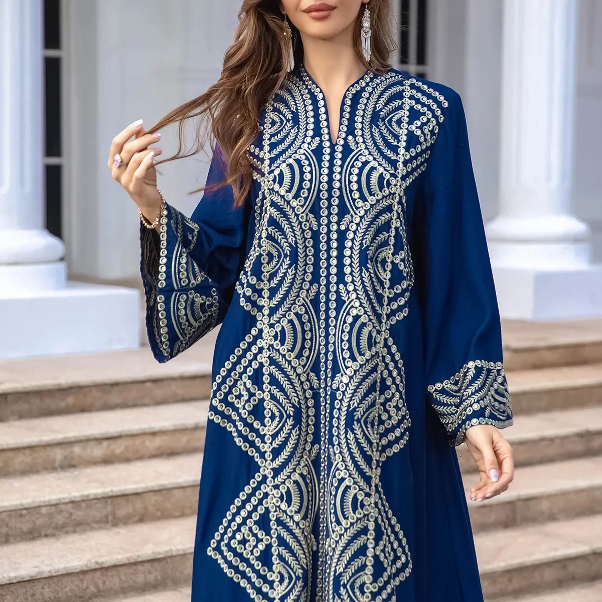 فساتين سهرة ماكسي مرصعة بالألماس للنساء من Eid Fashion تركيا عبايات مطرزة بالترتر أحدث ثوب نسائي ماروكين رمضان