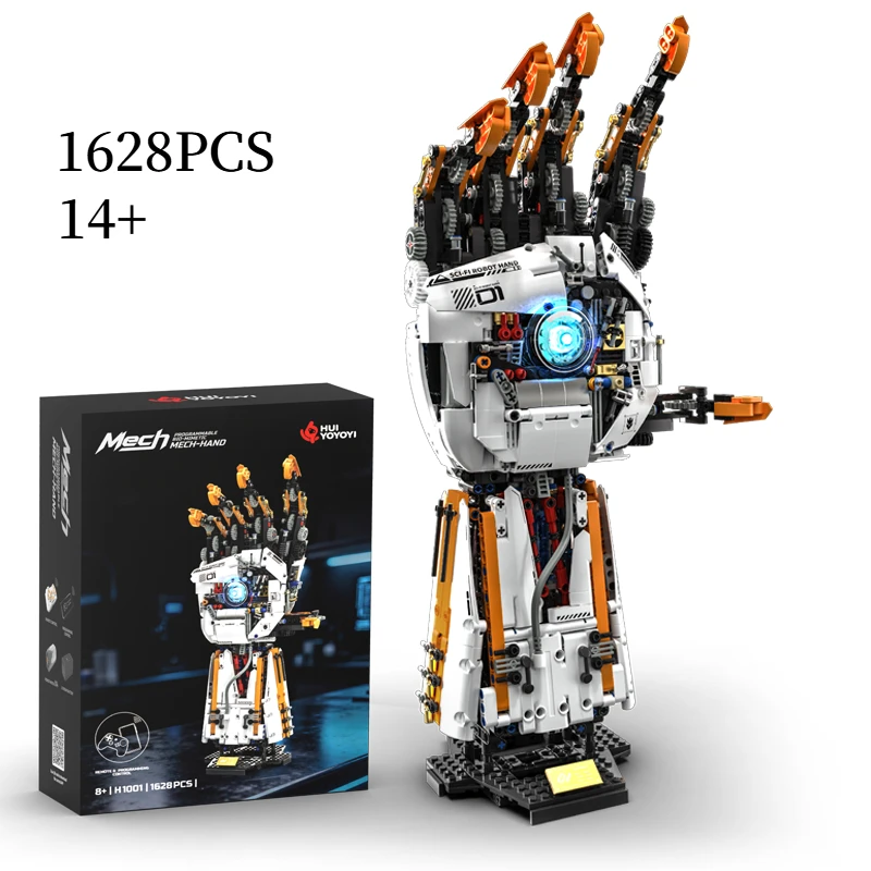 1628PCS Programmable Bionic Mechanical Hand Building Blocks Set App & Remote Control STEM Tech Construction Toy Gift For Teens