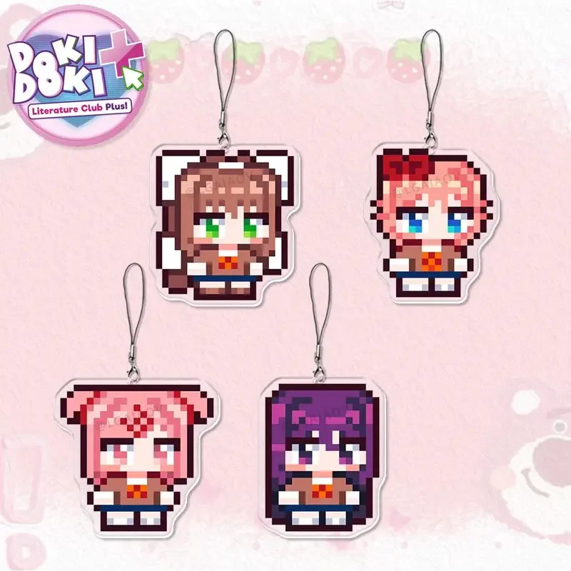 DDLC Anime Phone Lanyard Yuri Natsuki Fashion Neck Strap Keychain Wrist Rope Universal Mobile Phone Lanyard Friends Gift Toys
