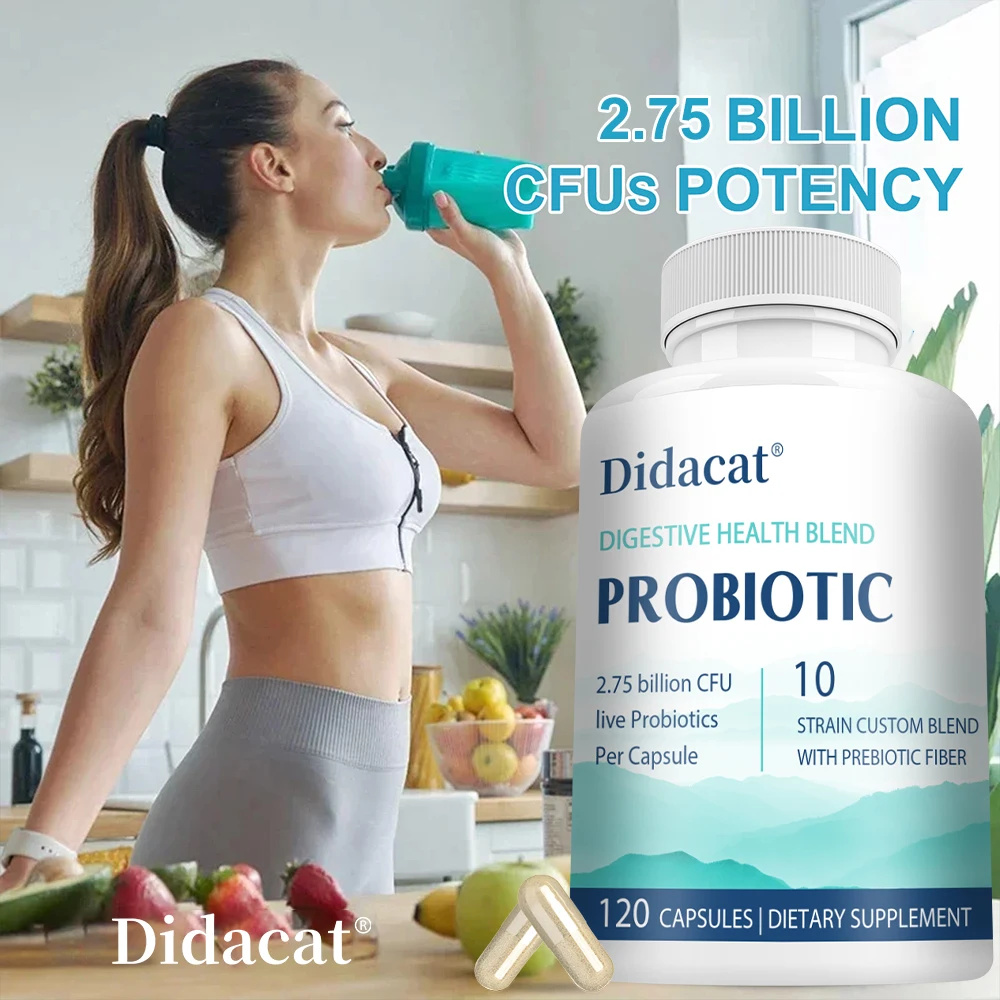 Daily Probiotics, 10 Strains Custom Blend Probiotic Supplement for Men& Women, 2.75 Billion CFU, Promotes Digestive & Gut Health