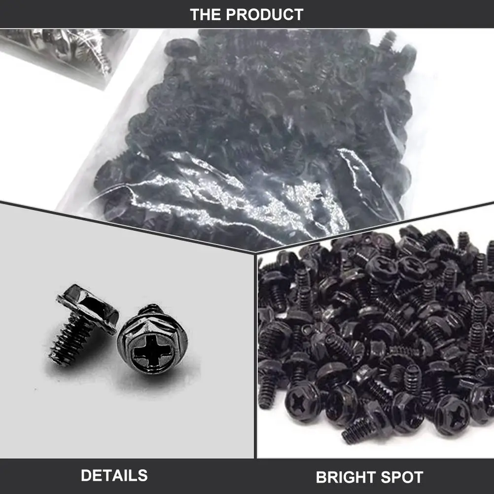 

100 pcs Computer Case Screws Black 6#-32*I Slot Fastener Power Supply Chassis Hardware Computer Part Screw
