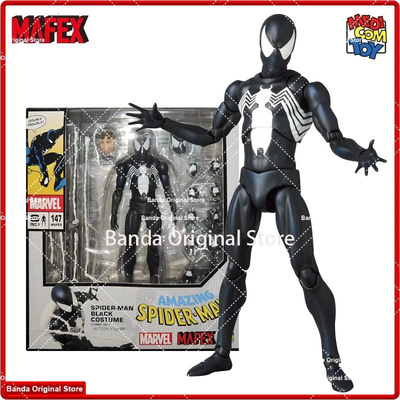 

100% In Stock Original Mafex No.147 MAFEX SPIDER MAN BLACK COSTUME COMIC Ver. Anime Action Collection Figures Model Toys
