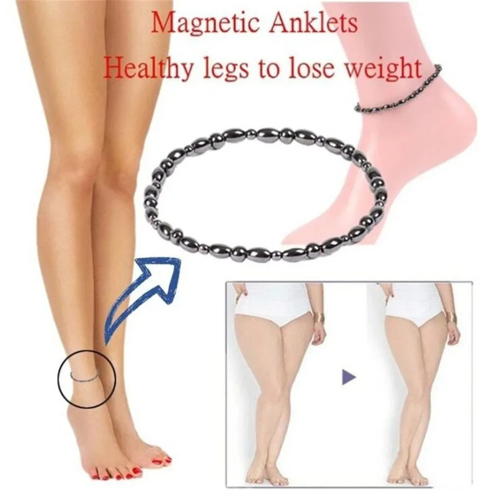 Fashion Personality Magnetic Black Gallstone Beaded Bracelet Anklets for Men Women Energy Health Care Jewelry Accessories Gift
