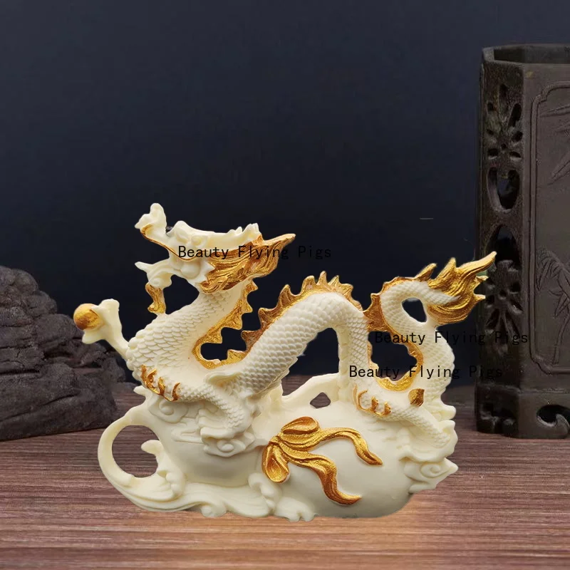 Resin twelve zodiac auspicious dragon statue home living room office animal decoration ornament
