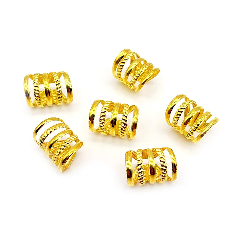 100Pcs/Lot Golden and Silver Hair Rings Micro Hair Iron Plated Dreadlocks 11*15mm Five-wire Wig Braid Decorative Accessories