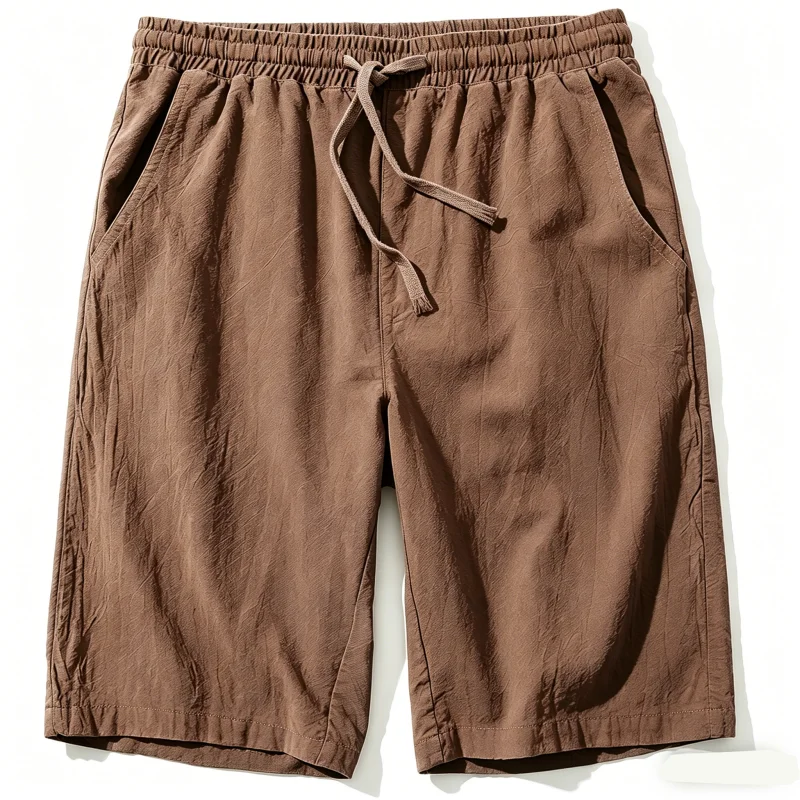 2026 New Men's Cotton Linen Shorts Pants Male Summer Breathable Solid Color Linen Trousers Fitness Streetwear M-4XL