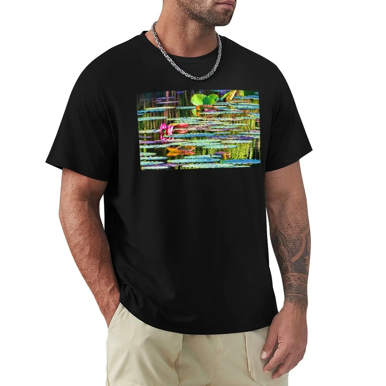 Monets Pond T-Shirt Regular Fit Plain Tee Shirt