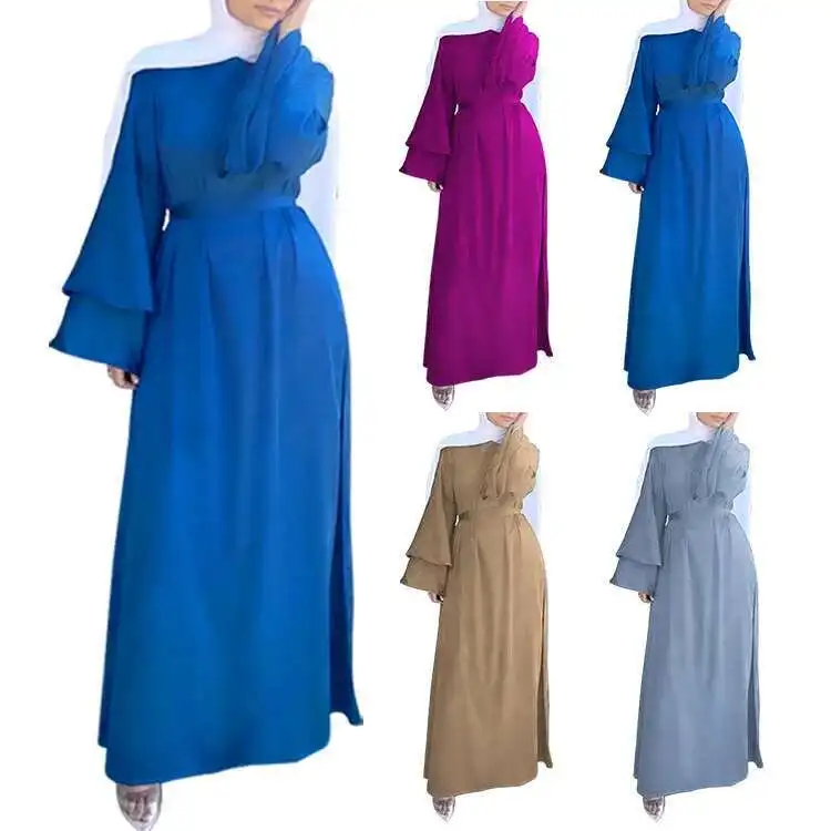 

Chiidodo Solid Large Dress Double Flared Sleeve Robe Dress 21042 Muslim Long Dress Robe Abaya Ramadan Dubai Luxury Islam Elegant