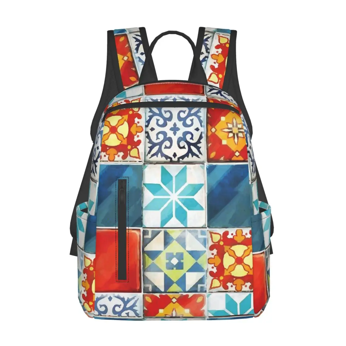 Colorful Azulejos Tiles From Azul Board Game Backpack Daypack Large Capacity BookBag School Bag Shoulder Bags for Men Women