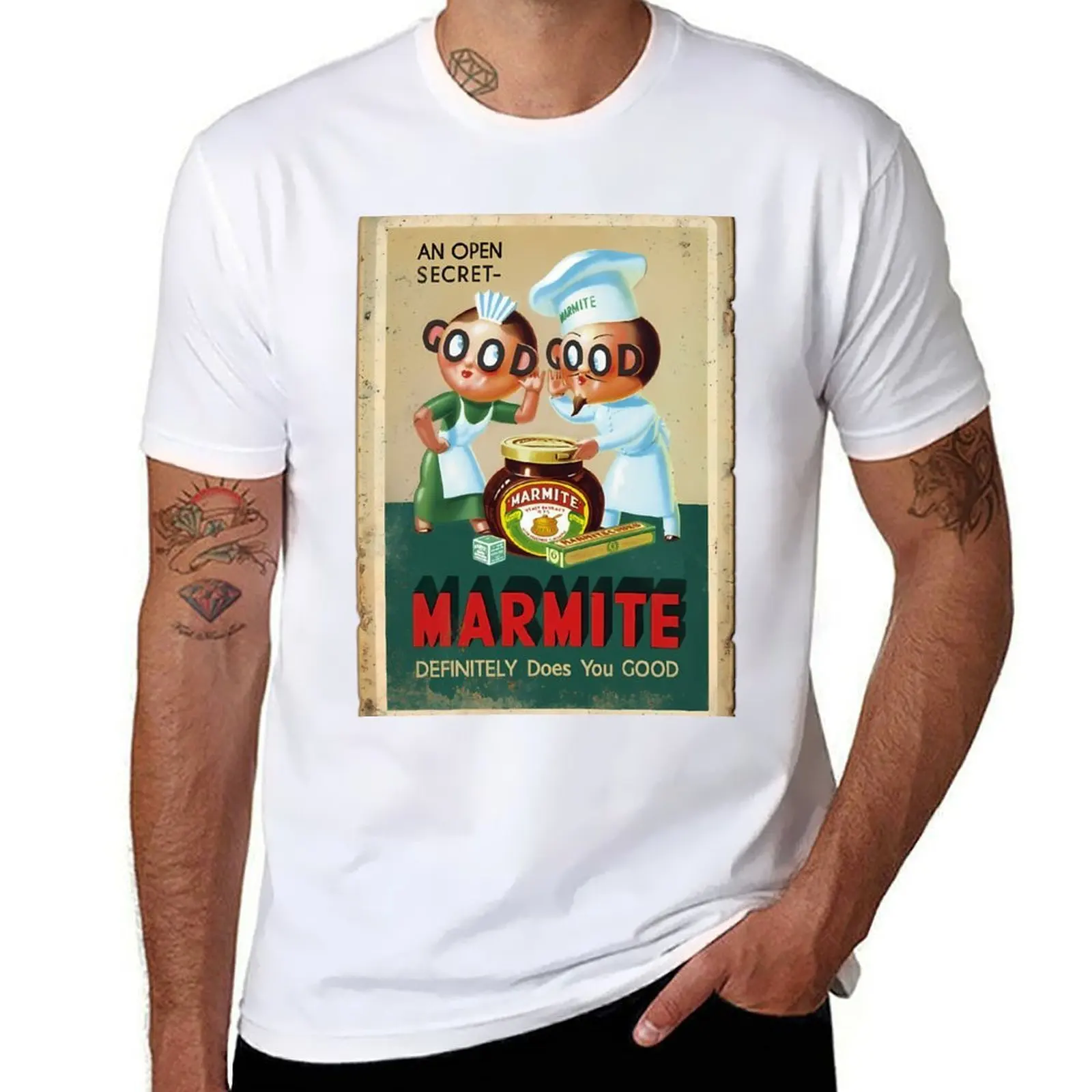 

Vintage Marmite Advert (rusty sign style) - Marmite Definitely Does You Good - Nostalgic Food Ad T-Shirt