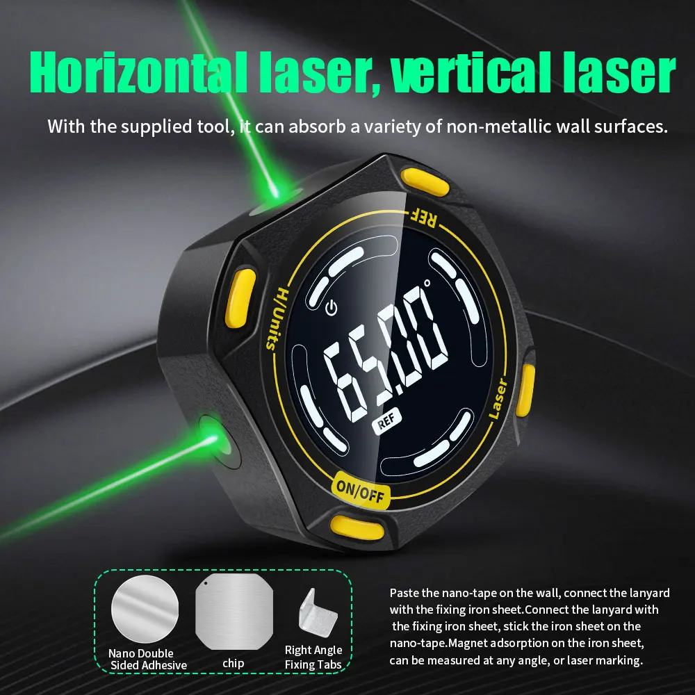 Laser Digital Protractor Inclinometer Laser Level Ruler USB Chargable Inclinometer Magnetic Base Goniometer Magnet Tilt Tools