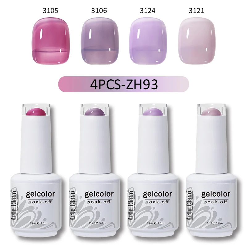 

Arte Clavo 15ml Nail Gel Polish 4pcs/Set Semi Permanant UV Gel Varnish Colorful Soak Off Gel Nail Polish DIY LED Nail Art Polish