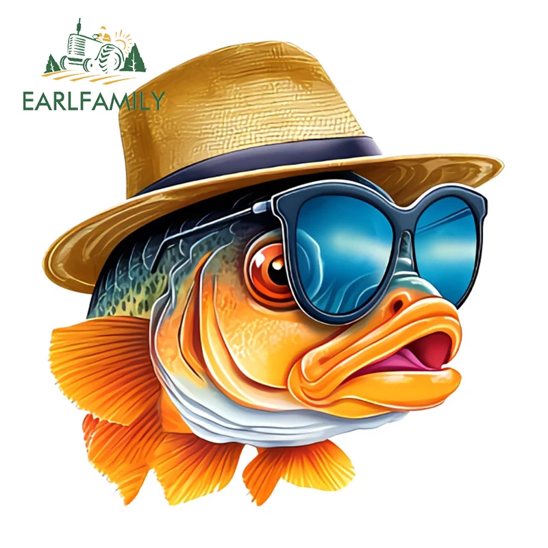 EARLFAMILY صور نابضة بالحياة من الأسماك في القبعات ملصقات السيارات خوذة فنية جميلة مرآة الرؤية الخلفية الشارات سلع Campervan الرائعة