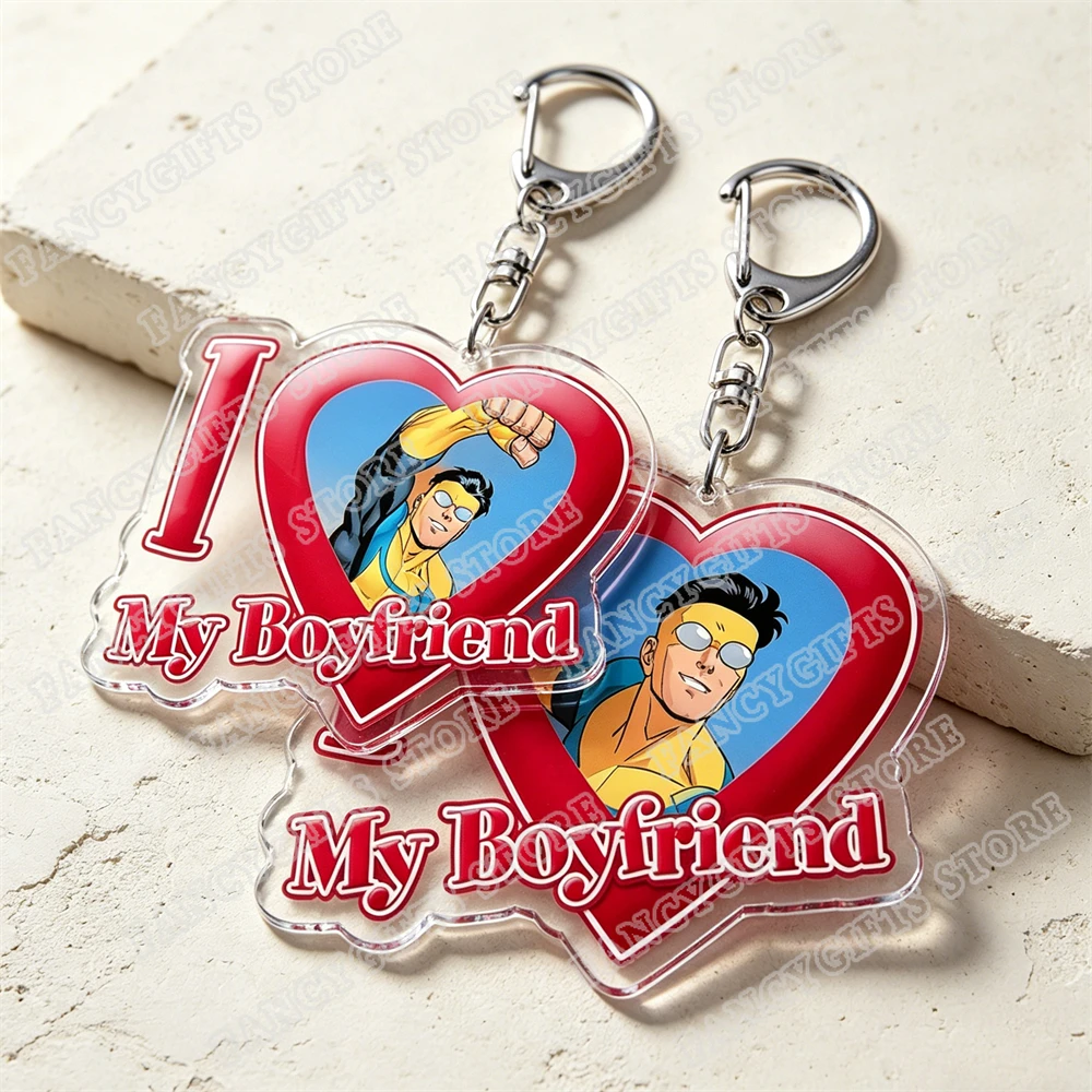 Hot Invincible Superhero Boyfriend Keychain for Accessories Cartoon Omniman Omni Man Atom Eve Keyring Jewelry Friends Fans Gifts