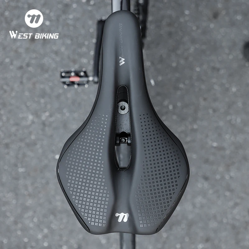 WEST BIKING Bicycle Saddle Seat Road Mountain Bike Cushion Hollow Ventilation Soft PU Leather MTB Comfortable Cycling Saddles