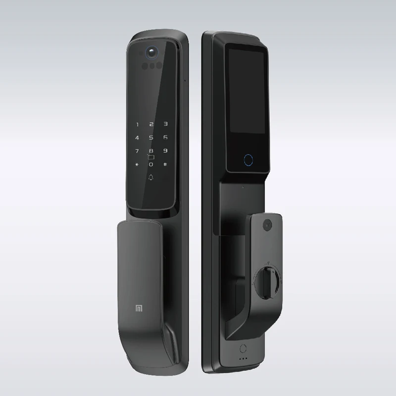 شاشة خلفية 4.5 بوصة قفل نقر صامت أوتوماتيكي بالكامل مراقبة في الوقت الحقيقي إنذار ثلاثي الأبعاد قفل باب ذكي التعرف على الوجه