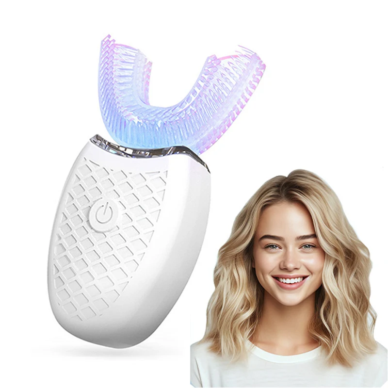 

Автоматическая зубная щетка U-образной формы для взрослых 360° ° Водонепроницаемая электрическая зубная щетка с полным отбеливанием рта и беспроводной зарядкой