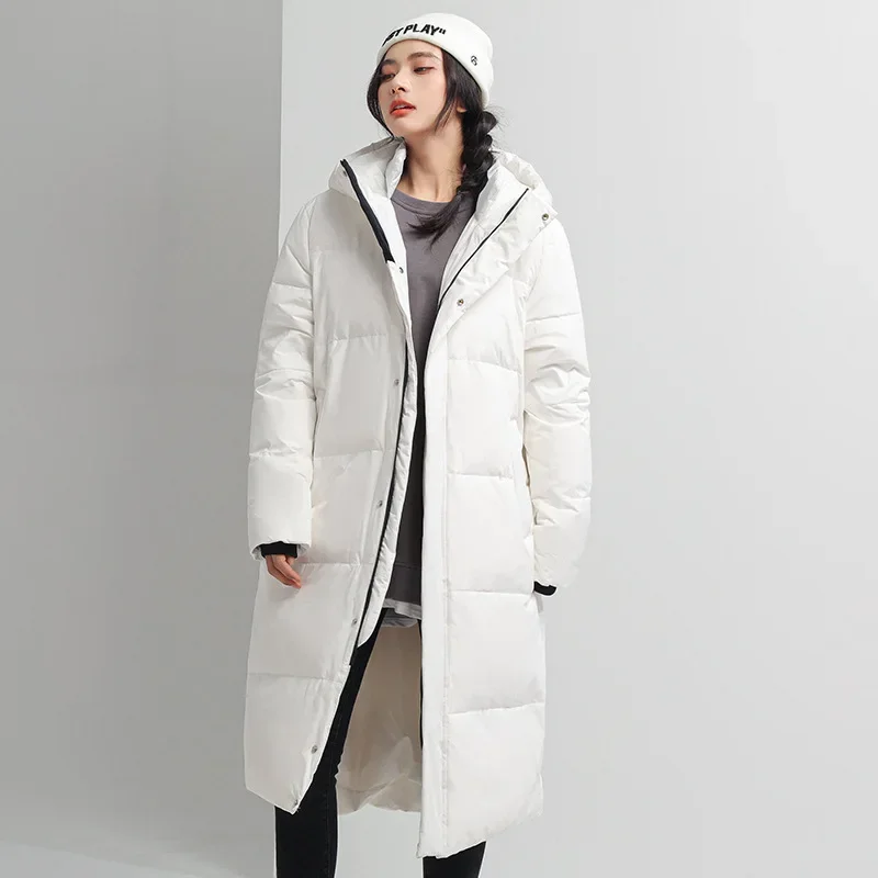 Winter down jacket neutral couple long over the knee to keep warm and cold-resistant thickened popular simple loose