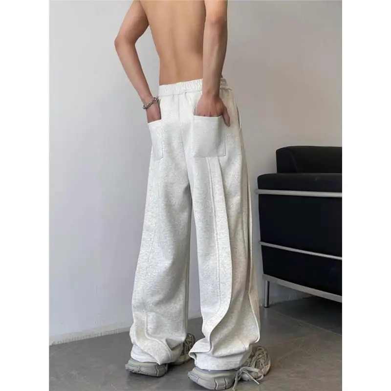 

Loose Wide Leg Men's Casual Pants Autumn Winter plus Size 300 Pou Trendy Spor Sweatpants Couples Loose Straight Leg Trou...