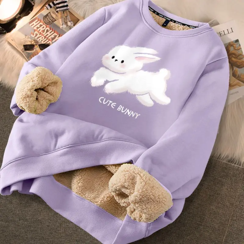 Velvet Rabbits Sweatshirts Women Red New Year Loose Harajuku Autumn Clothing Lovely Sudaderas Ropa Mujer 9 Colors All-match Chic