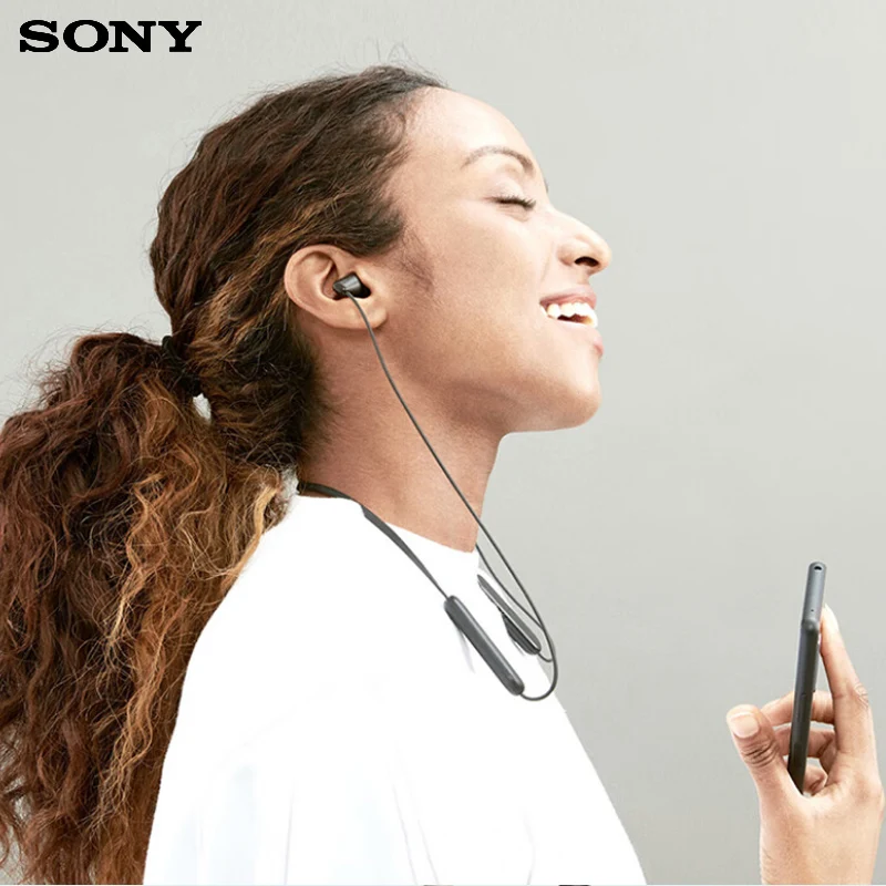 Authentic Sony WI-C100 Wireless In-Ear Neckband Headphones with Long Battery Life, Works with Smartphones & Tablets