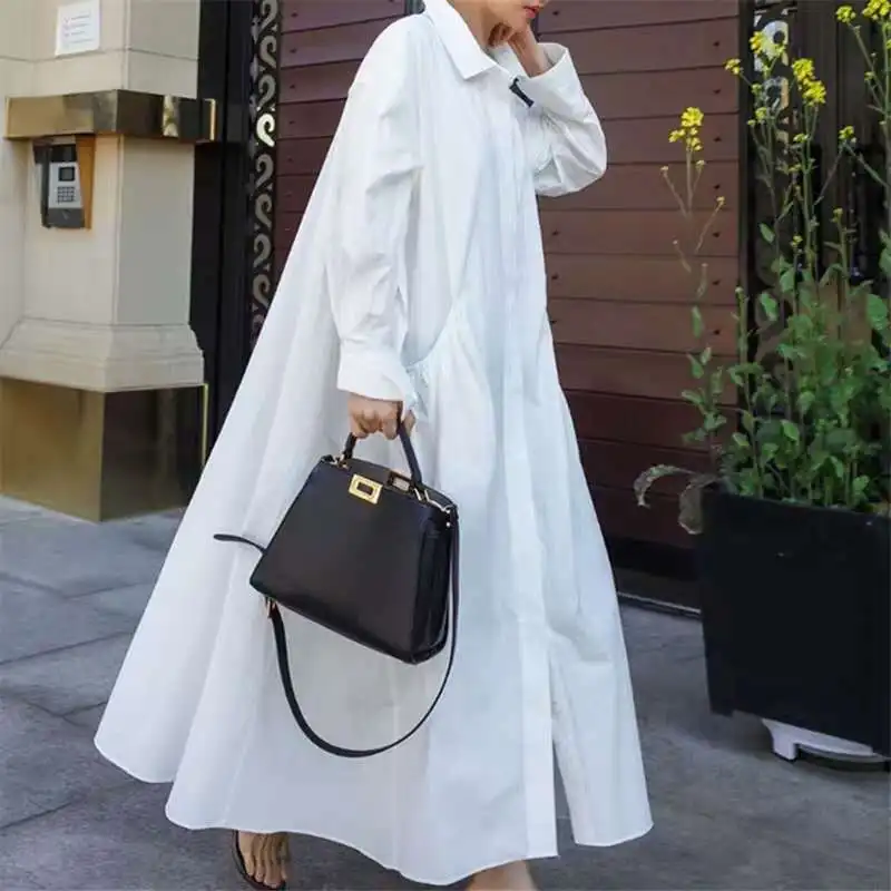 Loose Plus Size Shirt Skirt Over The Knee Long Dress Bf Student Fashion Cape Shirt Slimming Baby Base Shirt