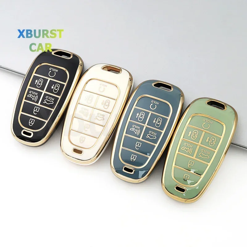 7 Buttons TPU Auto Car Key Shell Fob Case Cover Bag for Hyundai Sonata Nexo DN8 Santa Fe TM Tucson NX4 Staria Loniq 2020 2021