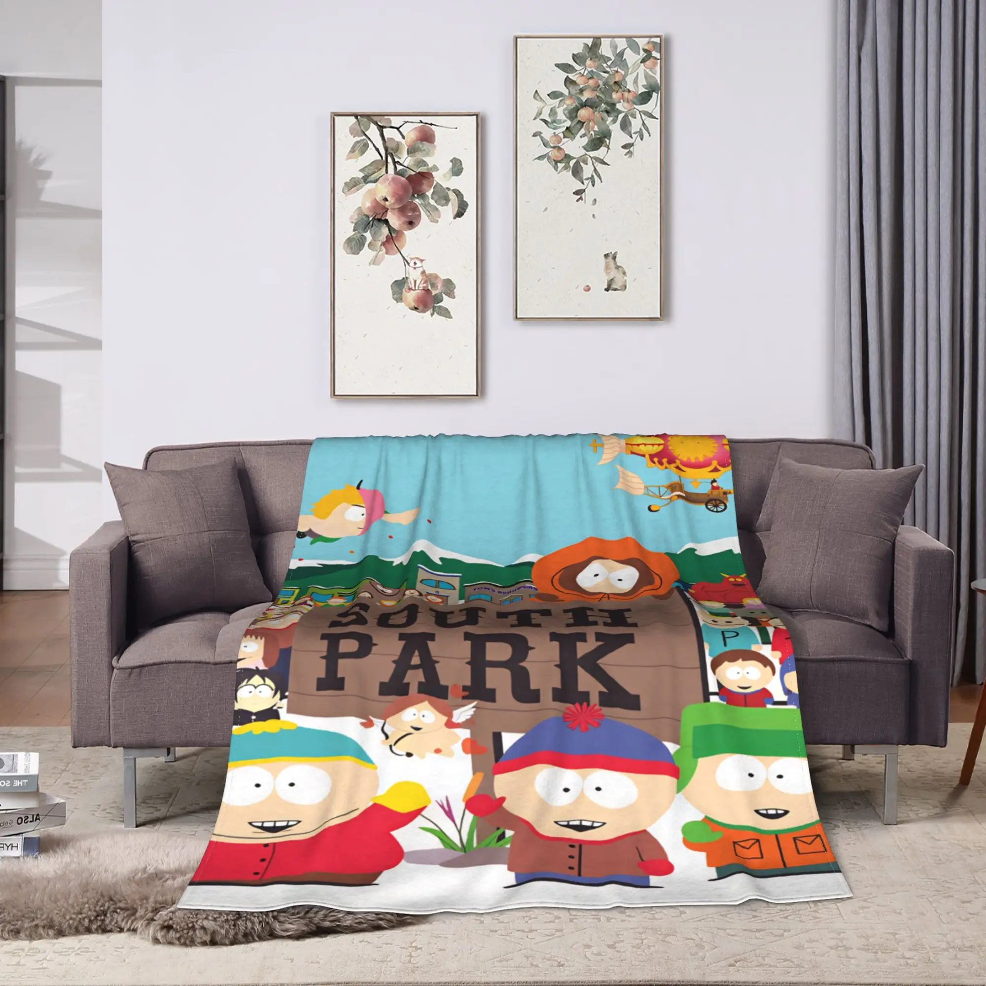 S-south Anime P-park  Blanket Quality Soft  Throw Blanket Winter Travel Couch Chair Sofa Bed Funny Bedspread