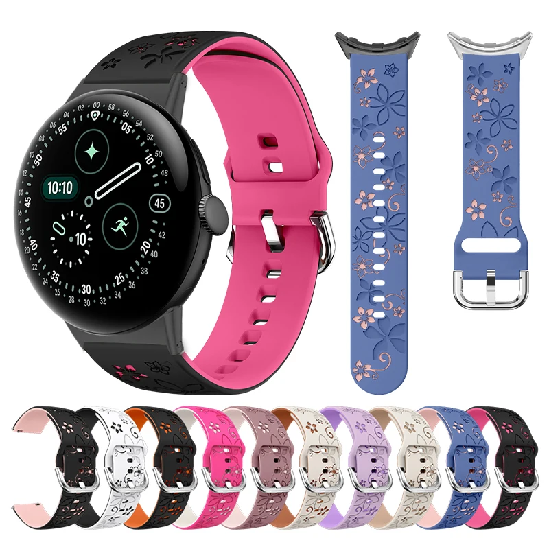 

Мягкий и удобный силиконовый ремешок с лазерной гравировкой для Google Pixel Watch 4 3 2 1, браслет для Google Pixel Watch 4 3 41 мм/45 мм