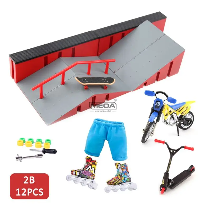 Mini Professional Finger Skateboard Scene DIY Skate Platform Stunt Ramp Stairs Venue Combination Finger Pants Shoes Kids Gift