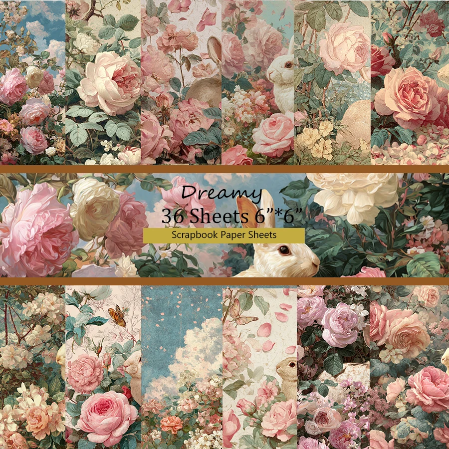 

6"x6" Scrapbook Paper Set (36 Sheets): Old-World Art Patterns for Scrapbooking, Origami & Planner Decor.