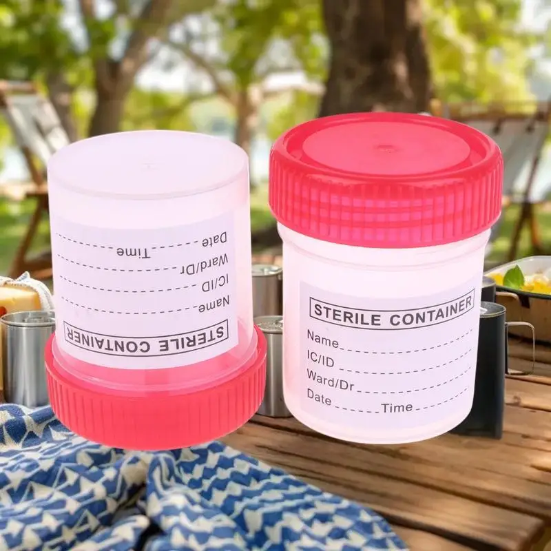 10/50 ชิ้น ถ้วยพลาสติก 60 มล. ภาชนะเก็บปัสสาวะแบบใช้แล้วทิ้ง ถ้วยเก็บตัวอย่าง ขวดเก็บตัวอย่าง พร้อมป้าย