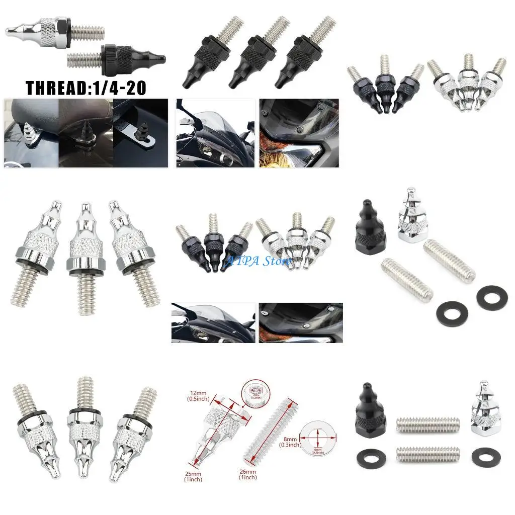 

U13C Motorcycles Windshield Mounting Bolt BlackSilver For Street 1996-2013