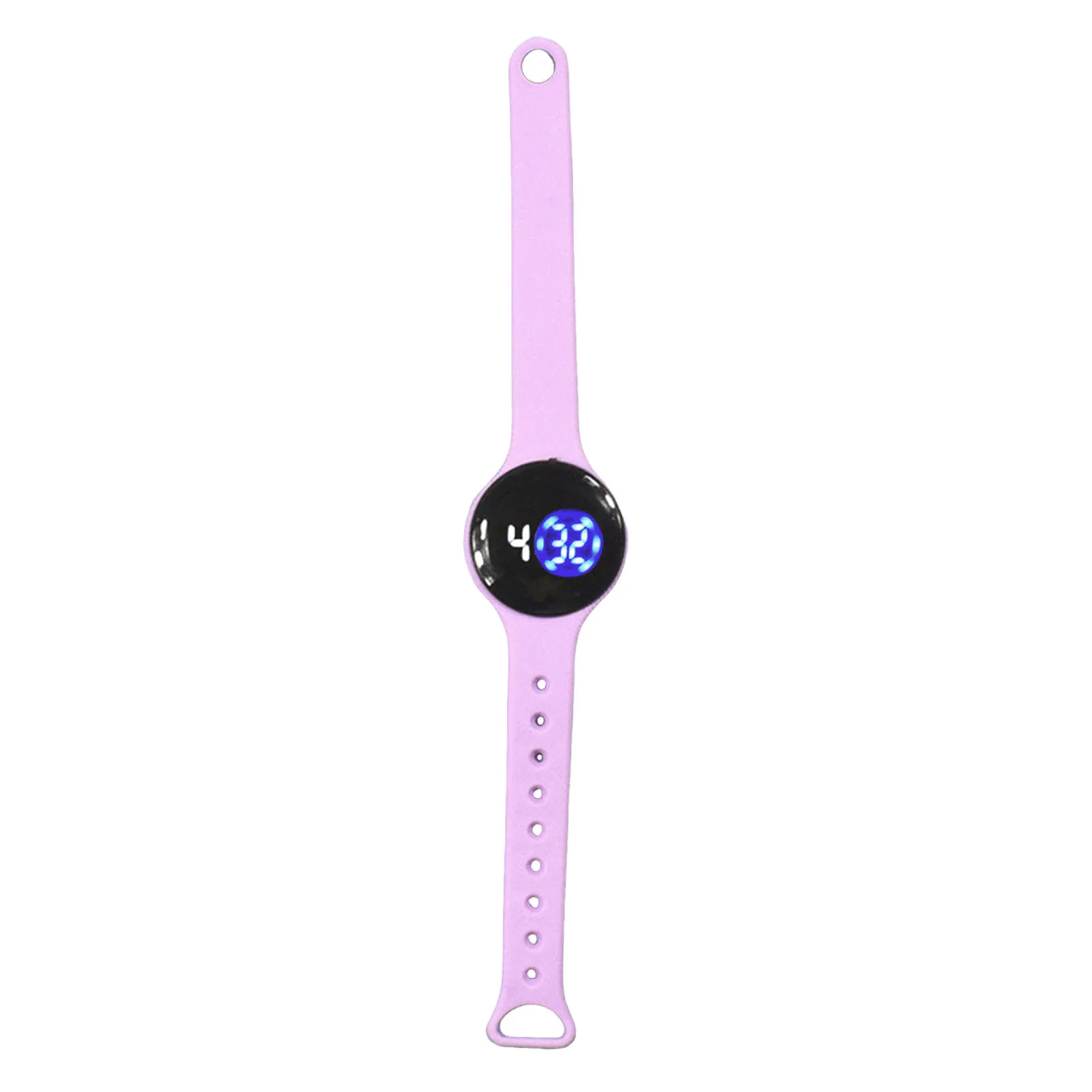 Round LED Electronic Watch with Soft Strap Sports Watch Lightweight Digital Watch for Time and Schedule Organize