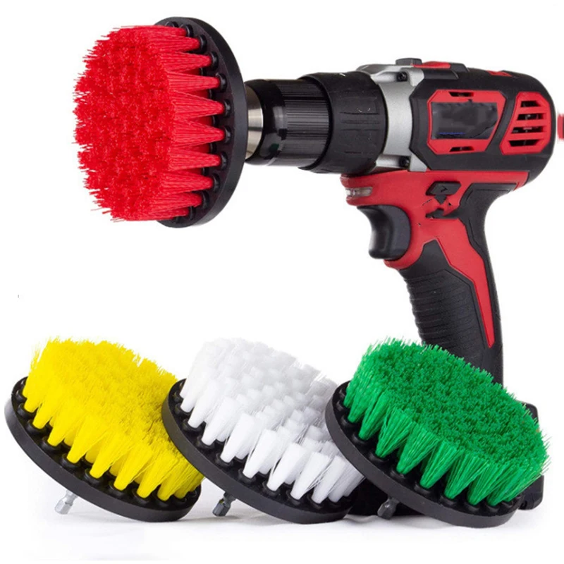 4inch Electric Scrubber Brush Drill Brush Kit Carpet Glass Car Tire Furniture Cleaning Drill Brush Home Kitchen Cleaning Tools