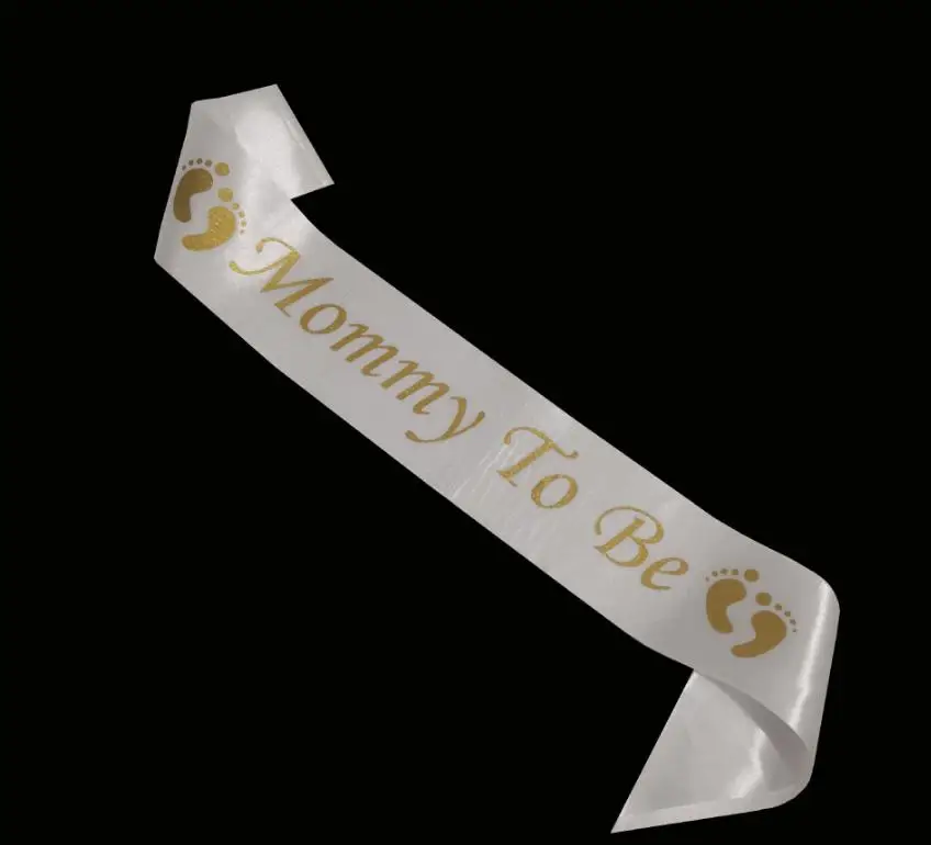 Imagem -04 - White Satin Sash para o Gênero Revelar Decoração Baby Shower Gold Glitter Letter Pegada de Urso Mamãe Avó Papai para Ser 50 Pcs