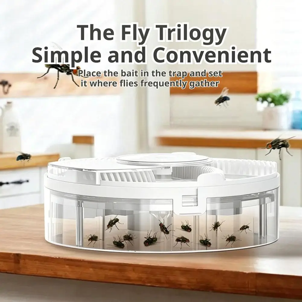 Rechargeable Electric Fly Trap Automatic Rotating Fly Catcher Quiet Indoor Kitchen Pest Control Device