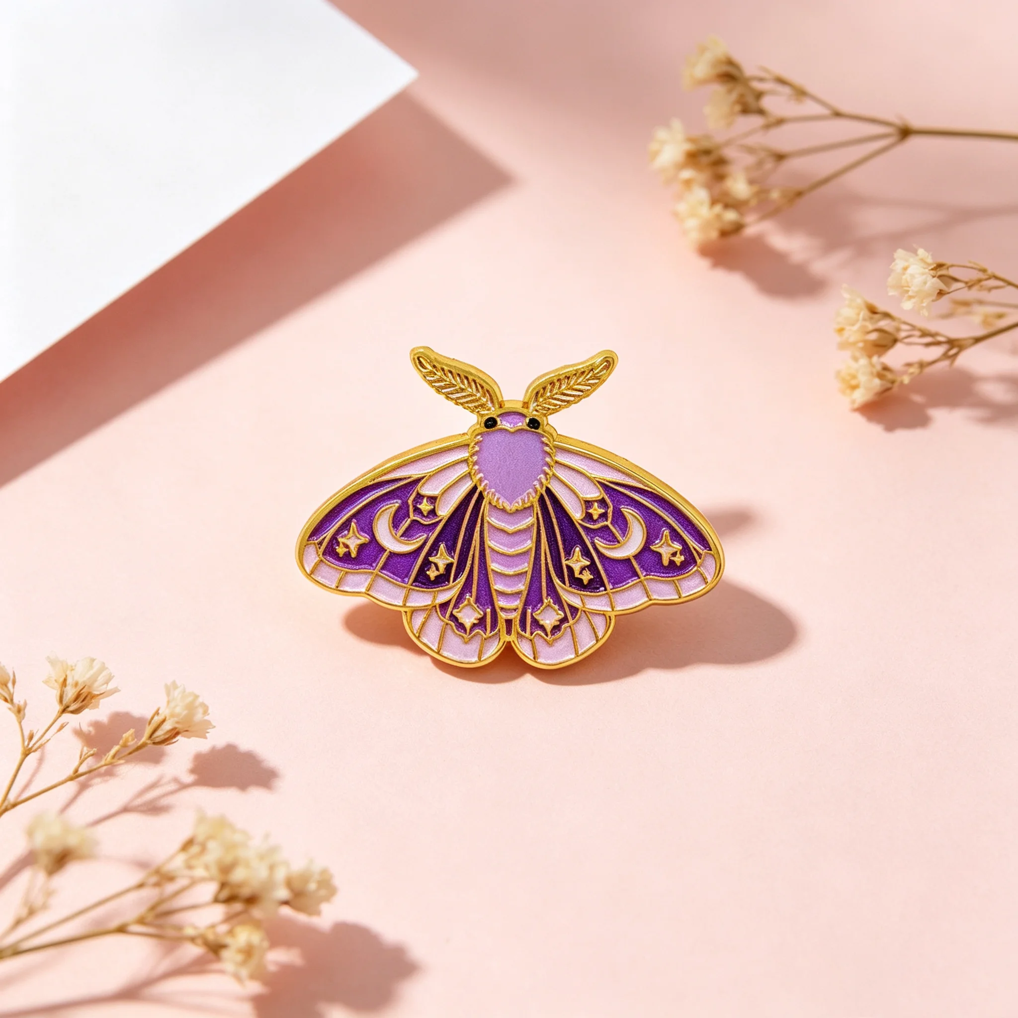 Celestial Moon Luna Moth Enamel Pins Witchy Insect Brooch Lapel Pin Badge on Clothing Accessories Fashion Jewelry Gothic Gift