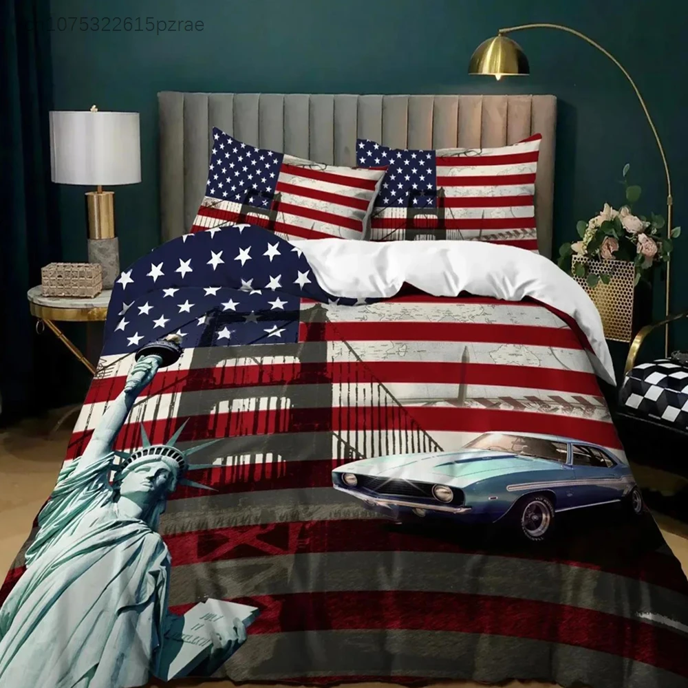 National Flag Duvet Cover King Size Creative American Flag Bedding Set For Boy Teens Adults Microfiber Single Double Quilt Cover