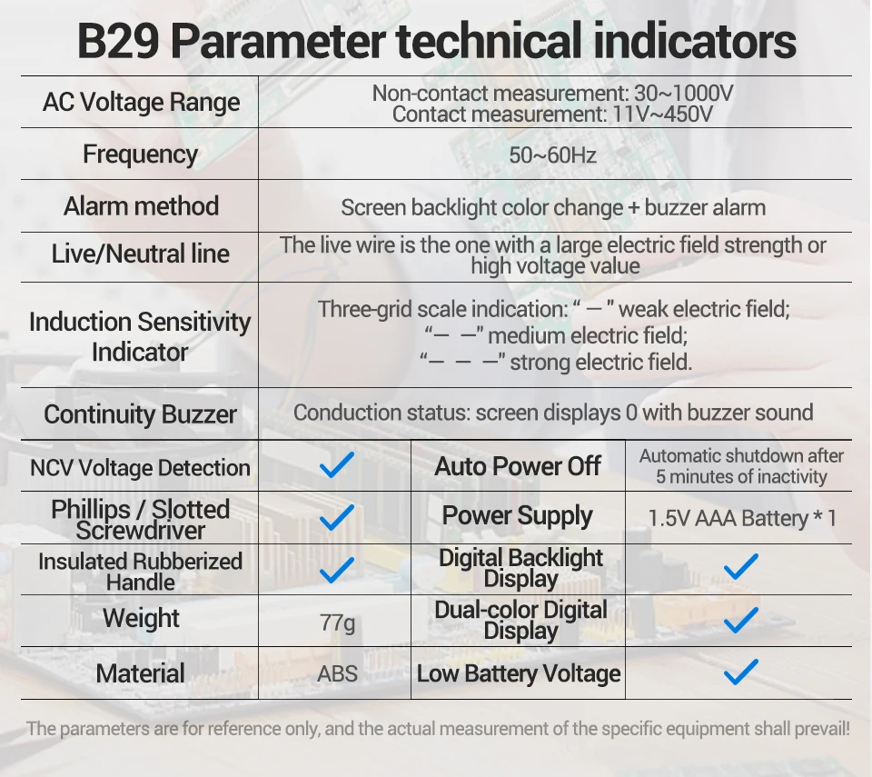 Digitaler Spannungsprüfer-Stift Schraubendreher Berührungslos 450V AC Spannung LED-Licht Doppelschraubendreher Reparatur-Detektor-Werkzeug ANENG B29 – Detail 12