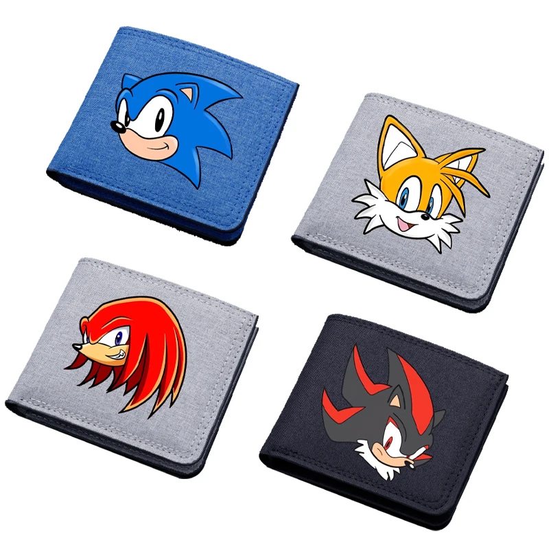 New Sonics Wallets Cartoon Anime Printed Square Coin Purses Multi-purpose Wallet Folded Card Holder Children Birthday Gifts