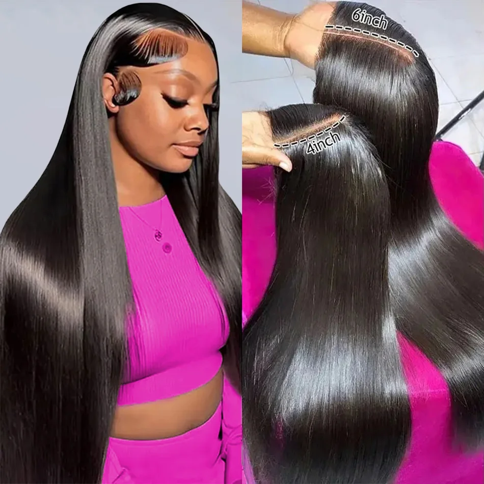 250% Density Bone Straight Human Hair Wigs HD Transparent 13x6 Lace Front Human Hair Wigs Straight Pre Plucked with Baby Hair