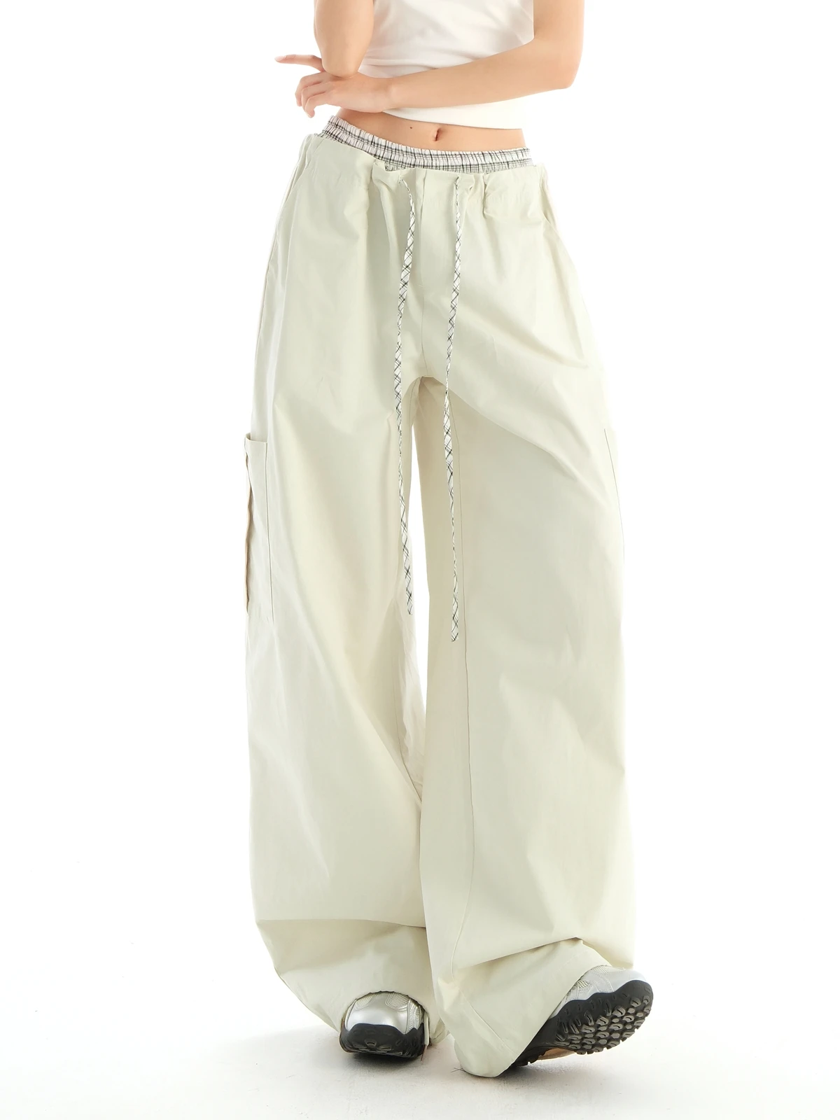 

ZHISILAO New Patchwork Wide Leg Straight Pants Women Casual Solid Straight Trousers Spring Summer 2025 Streetwear