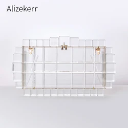 Women Clear Acrylic Box Evening Clutch Bag For Wedding New Luxury Boutique Plaid Purses And Handbags Ladies High Quality Wallets