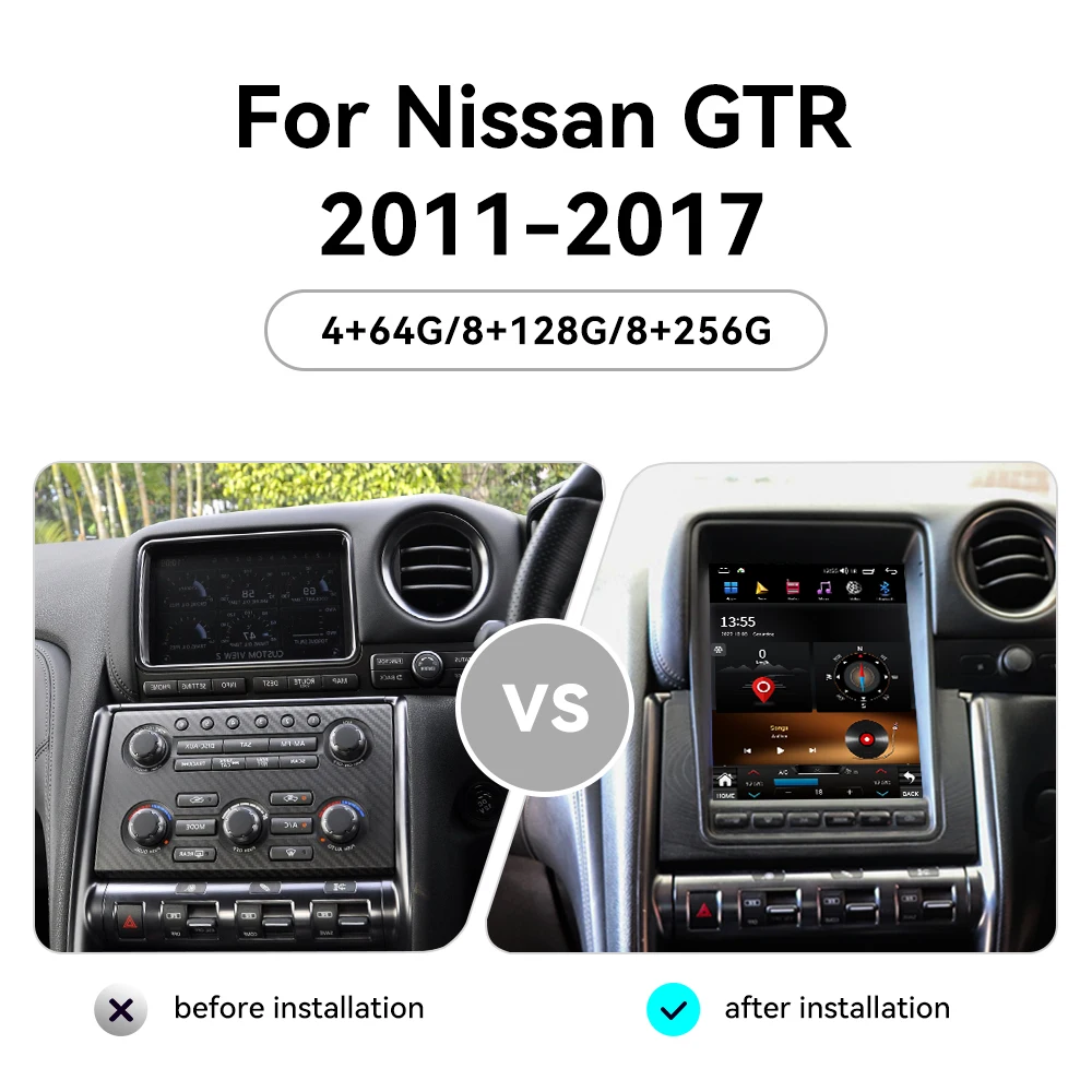 10.4 Inch right-hand drive For Nissan GTR 2011-2017 CarPlay Car Radio GPS Navigation Multimedia Player Android13 Head Unit Auto