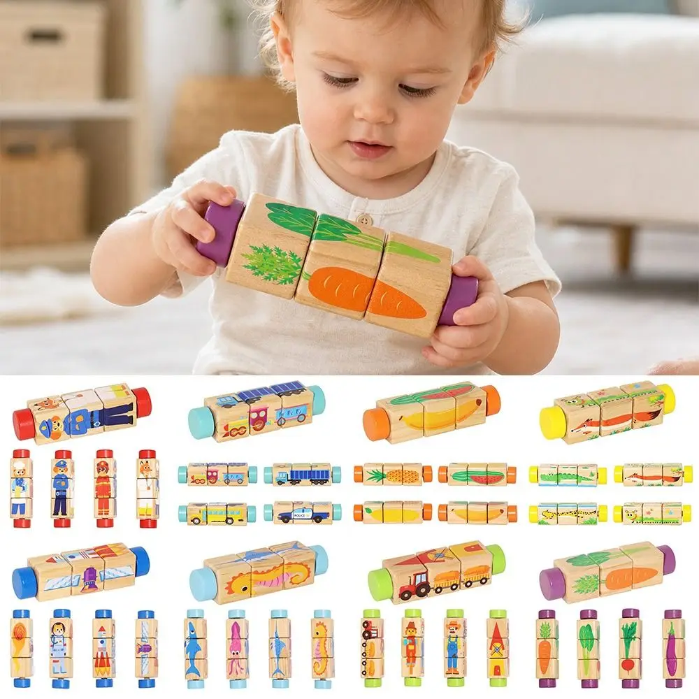 New Wooden Rotating Puzzle Hand Safe Wooden Jigsaw Puzzle Rotating Educational Block Early Development