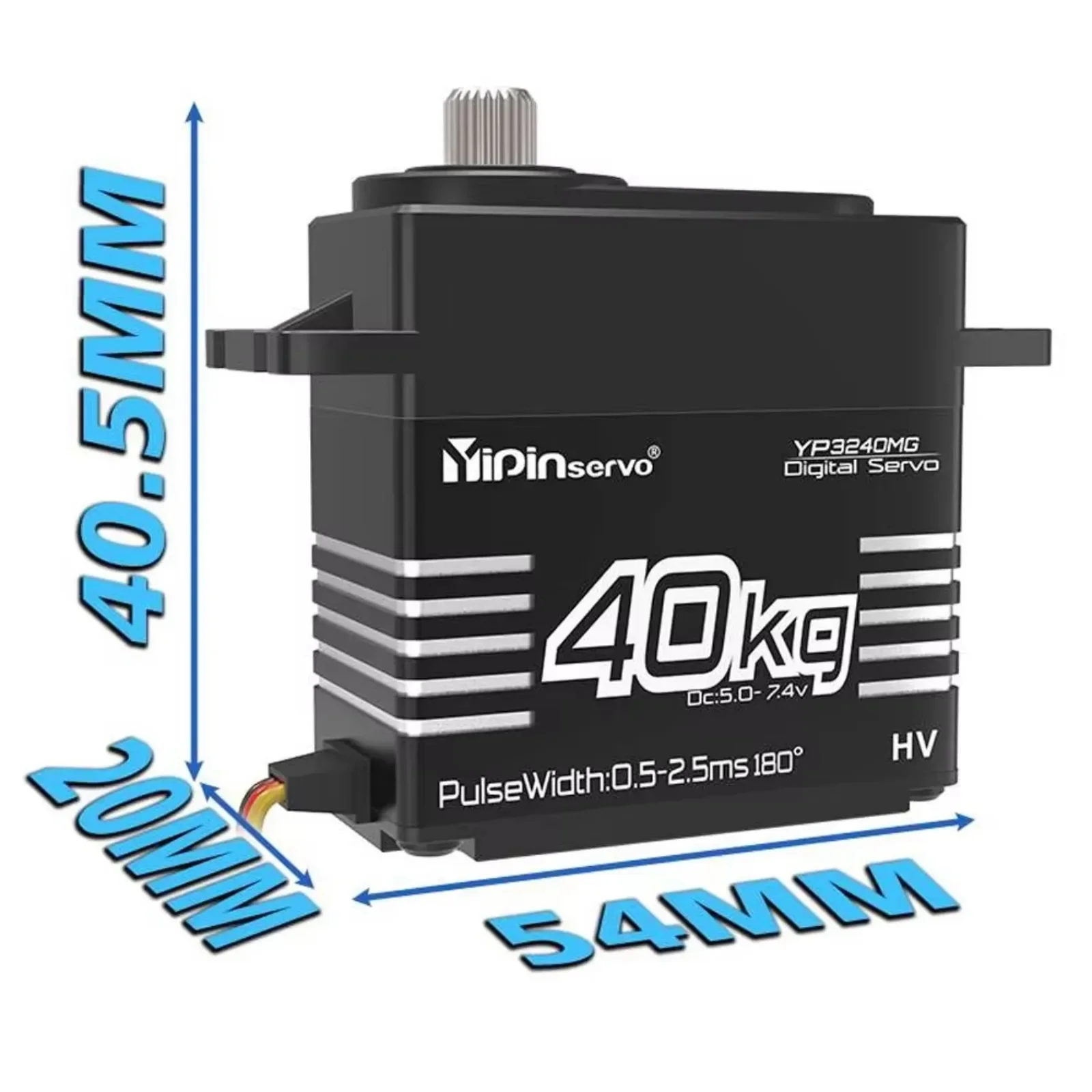 YP3240MG 40 kg digitaler Servomotor mit hohem Drehmoment, RC-Stahlmetallgetriebe, IP67, wasserdicht, für 1:8 1:10 TRX6 Scx10 RC Crawler Cars Roboter