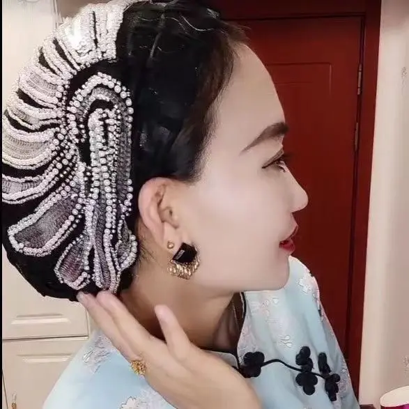 สุภาพสตรี Anti-โบราณ Phoenix Tail กระเป๋าหมวกฤดูร้อนบาง Phoenix Tail Headband หมวกหญิง Heavy Industry อินเทอร์เน็ตหัวผ้าเช็ดตัว